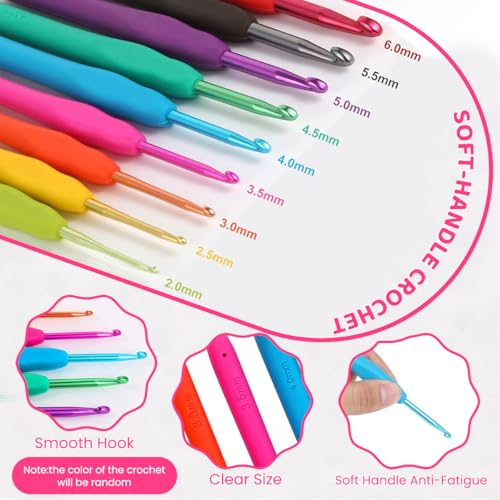 HASTHIP® Crochet Kit for Beginners Adults, Include Yarn, 214PCS Starter Kit for Kids, Ergonomic Hooks Travel Knitting Supplies HASTHIP® Crochet Kit for Beginners Adults, Include Yarn, 214PCS Starter Kit for Kids, Ergonomic Hooks Travel Knitting Supplies